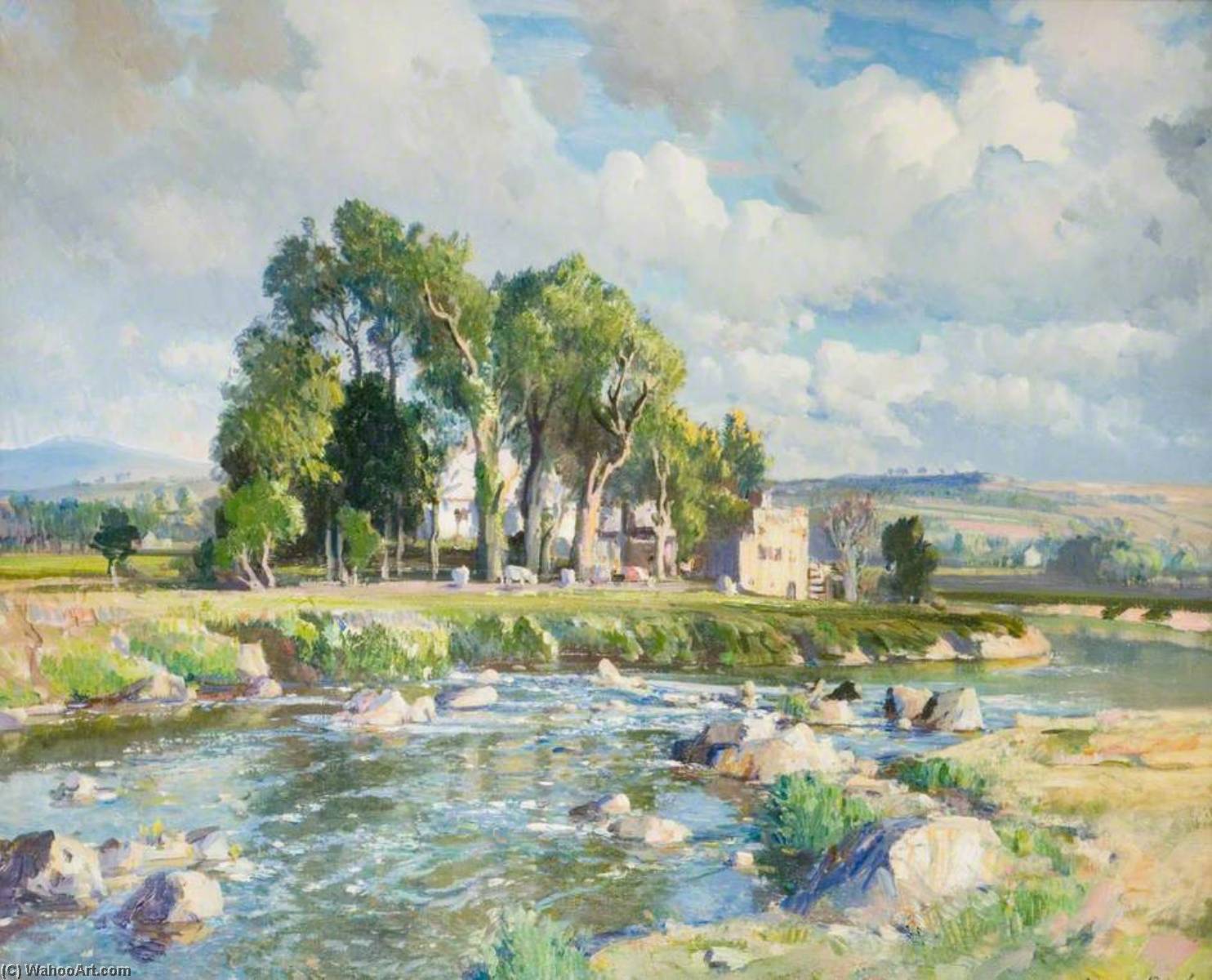 WikiOO.org - Enciclopedia of Fine Arts - Pictura, lucrări de artă Samuel John Lamorna Birch - Fresh Winds on a May Day, Isla River, Aberdeenshire
