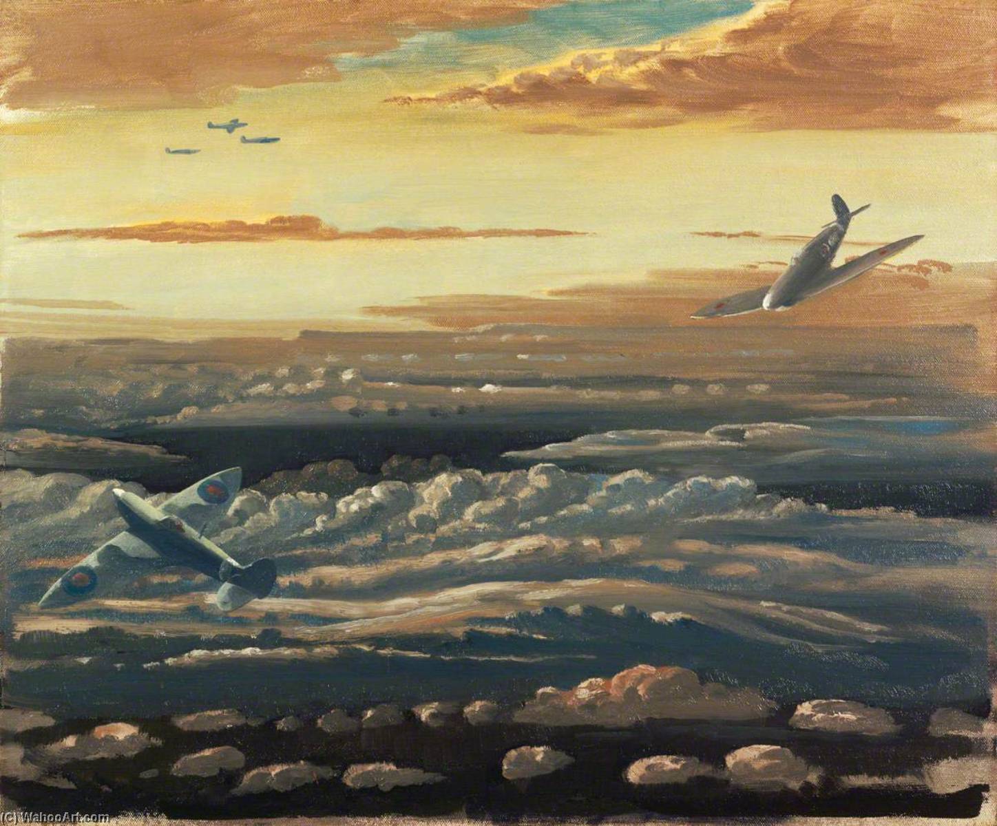 Wikioo.org - The Encyclopedia of Fine Arts - Painting, Artwork by Walter Thomas Monnington - Clouds and Spitfires