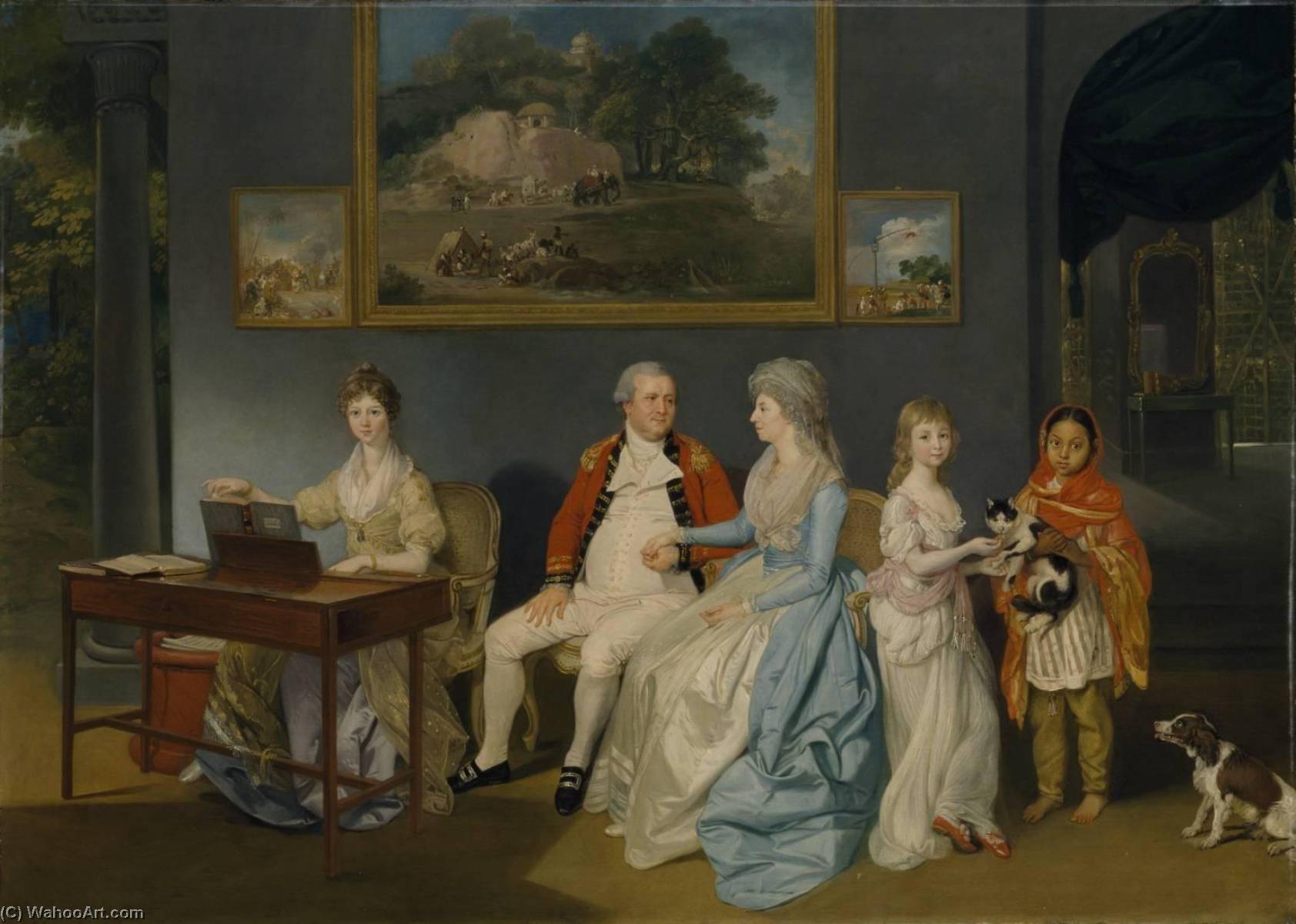 Wikioo.org - The Encyclopedia of Fine Arts - Painting, Artwork by Johann Zoffany - Colonel Blair with his Family and an Indian Ayah