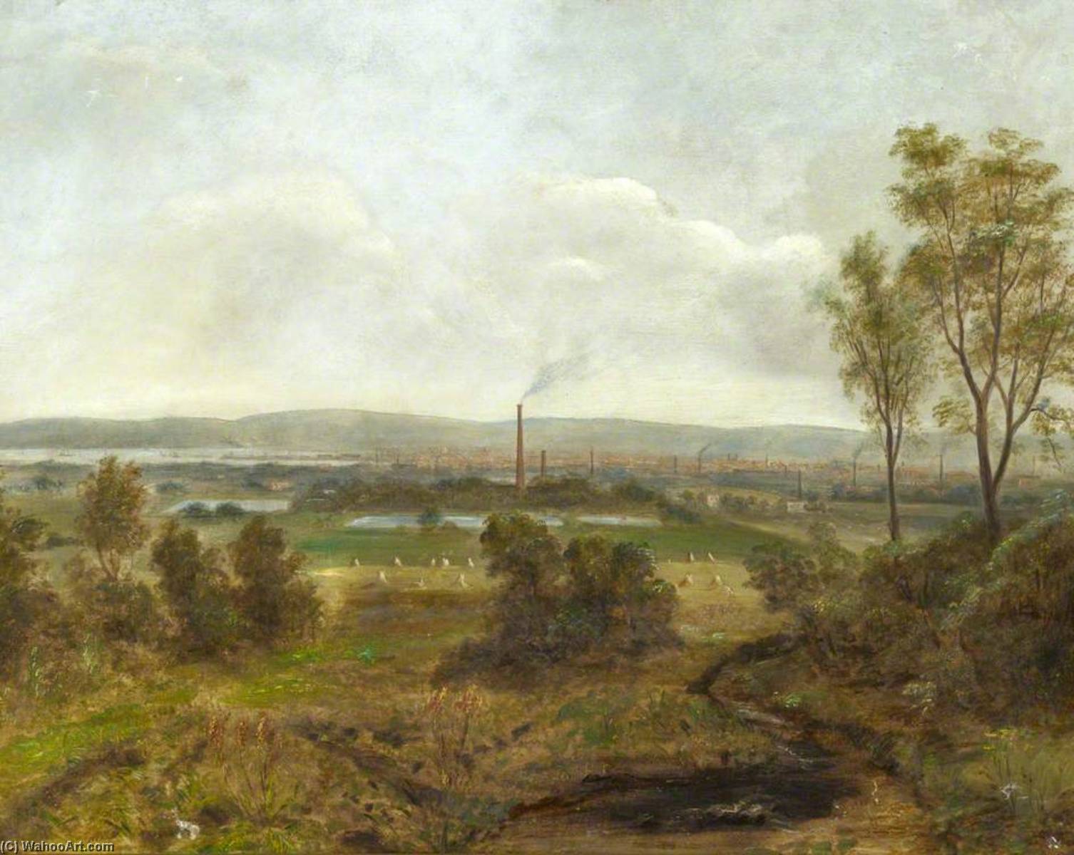Wikioo.org - The Encyclopedia of Fine Arts - Painting, Artwork by Hugh Frazer - Prospect of Belfast from Old Park Hill