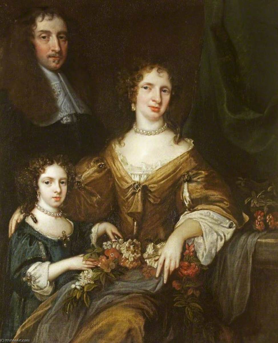 Wikioo.org - The Encyclopedia of Fine Arts - Painting, Artwork by Jacob Huysmans - Dr Peter Barwick (1619–1705), His Wife, Anne and Daughter, Mary (1661 1662–1721 1723), Later Lady Dutton