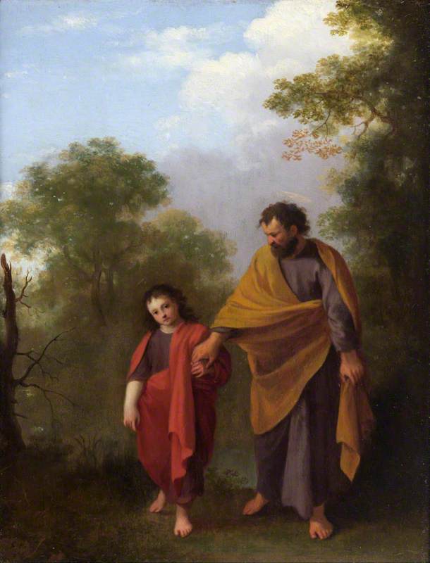 Wikioo.org - The Encyclopedia of Fine Arts - Painting, Artwork by Cornelis Van Poelenburgh - Saint Joseph with the Christ Child