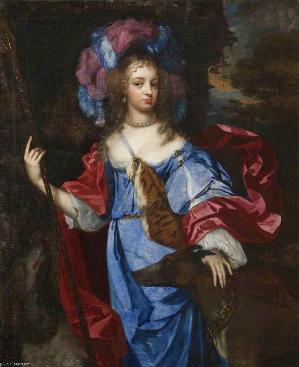 Wikioo.org - The Encyclopedia of Fine Arts - Painting, Artwork by Jacob Huysmans - Elizabeth Cornwallis (d.1708), Mrs Edward Allen, as Diana the Huntress