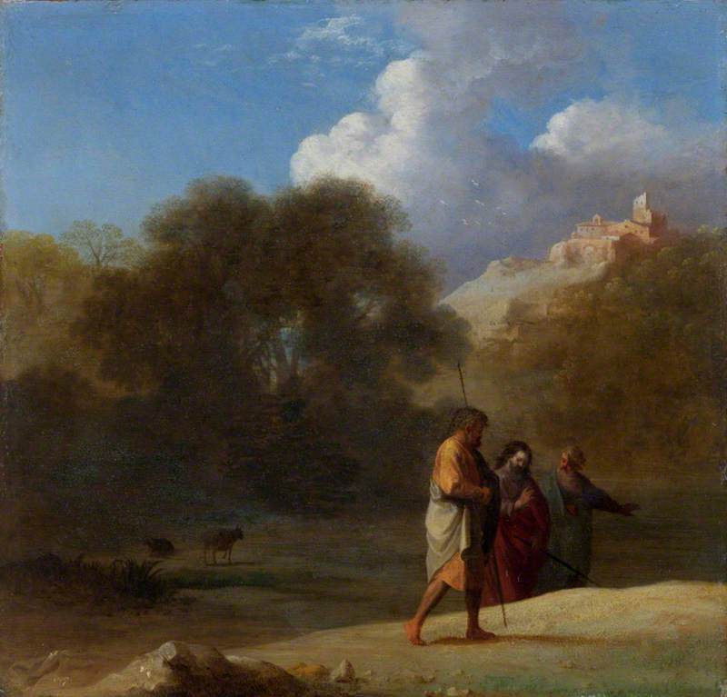 WikiOO.org - 백과 사전 - 회화, 삽화 Cornelis Van Poelenburgh - Christ on the Road to Emmaus