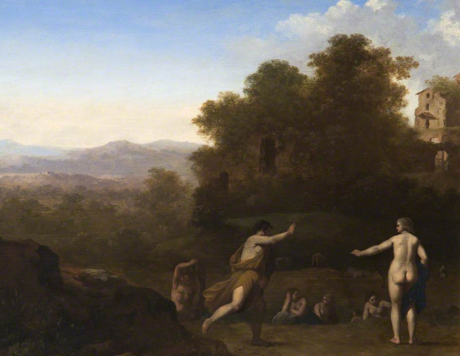 Wikioo.org - The Encyclopedia of Fine Arts - Painting, Artwork by Cornelis Van Poelenburgh - Landscape with Mythological Figures