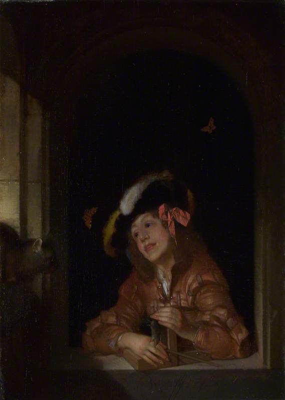 Wikioo.org - The Encyclopedia of Fine Arts - Painting, Artwork by Adriaen Van Der Werff - A Boy with a Mousetrap