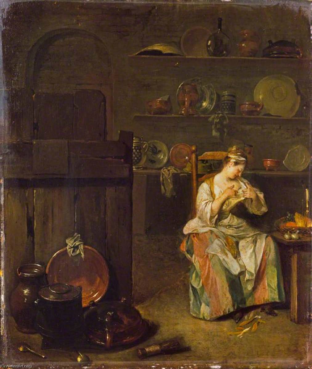 Wikioo.org - Die Enzyklopädie bildender Kunst - Malerei, Kunstwerk von Nicolas Lancret - ein mädchen an  Ein  küche