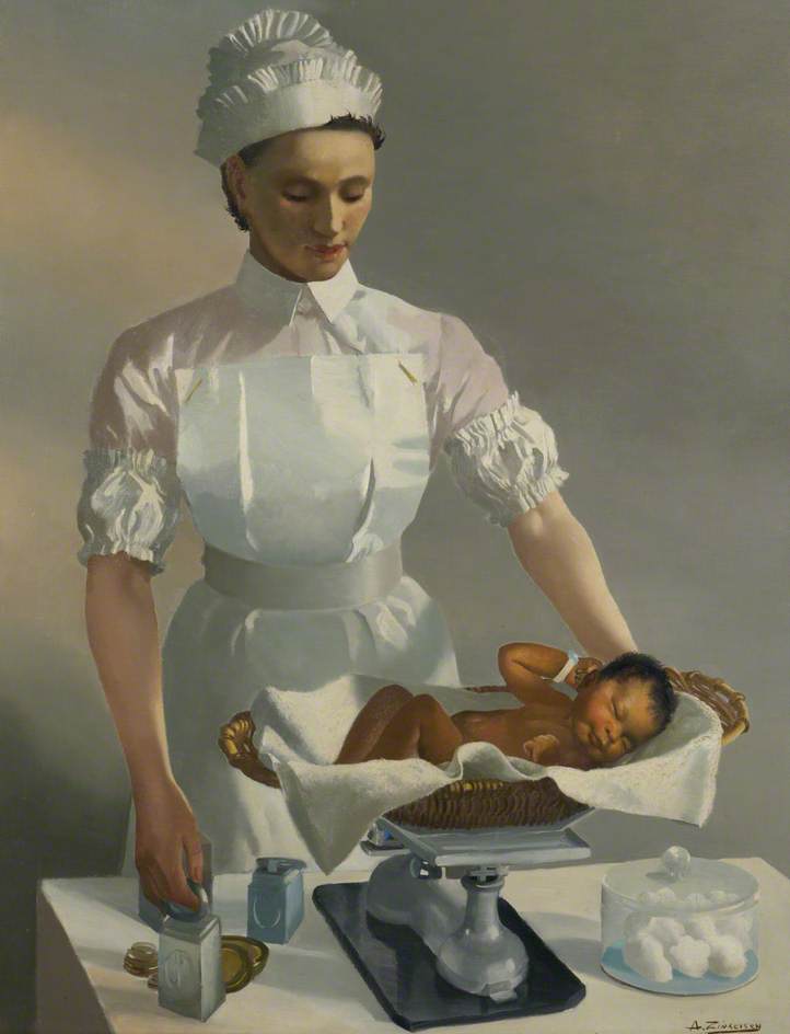 Wikioo.org - The Encyclopedia of Fine Arts - Painting, Artwork by Anna Katrina Zinkeisen - Nursing Sister and Baby