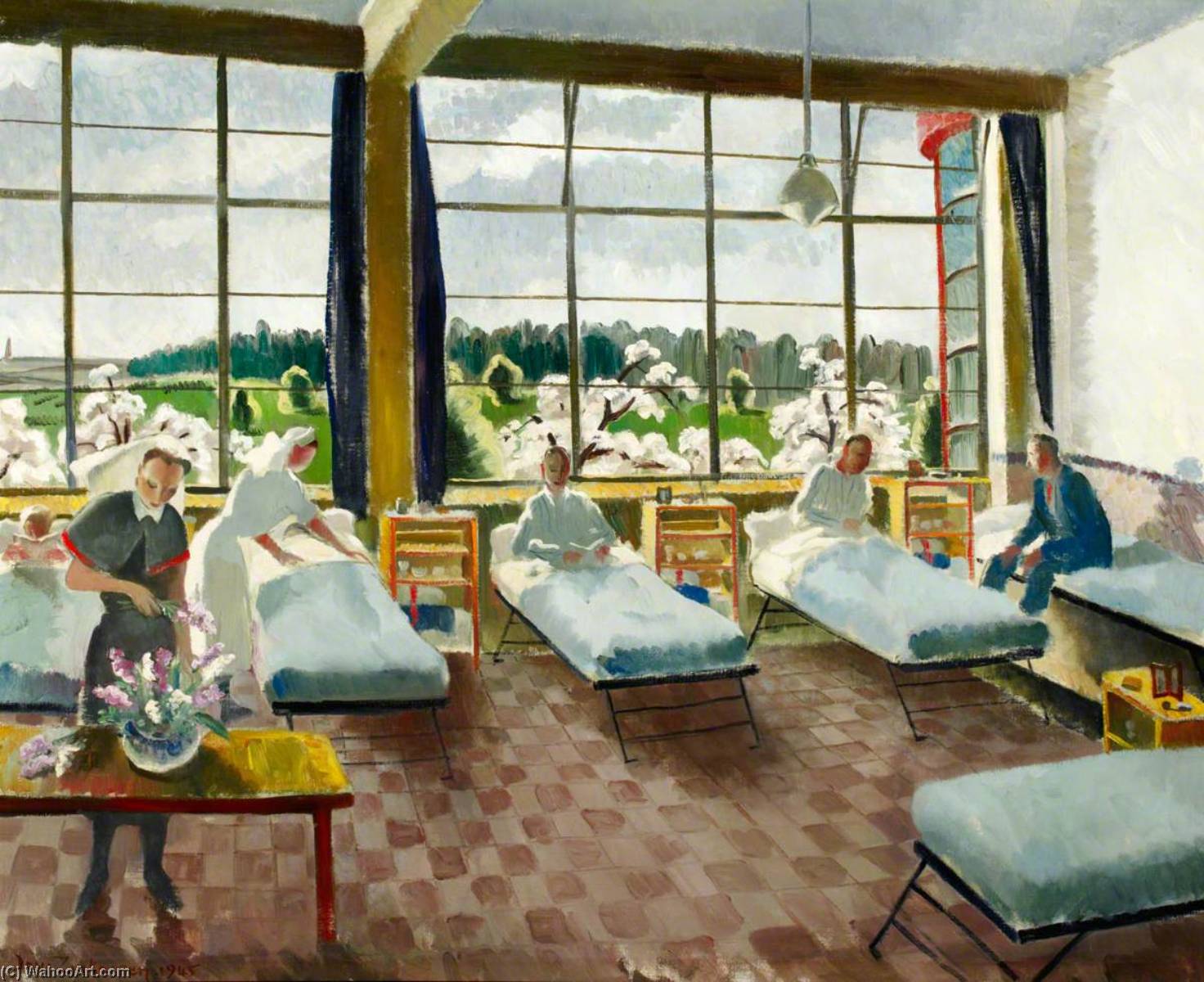 WikiOO.org – 美術百科全書 - 繪畫，作品 Doris Clare Zinkeisen - C 病房 , 101 英国 一般 医院 , 鲁汶