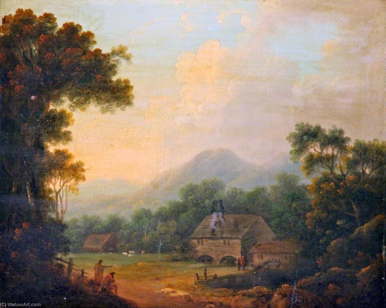Wikioo.org - The Encyclopedia of Fine Arts - Painting, Artwork by John Rathbone - Landscape with a Water Mill