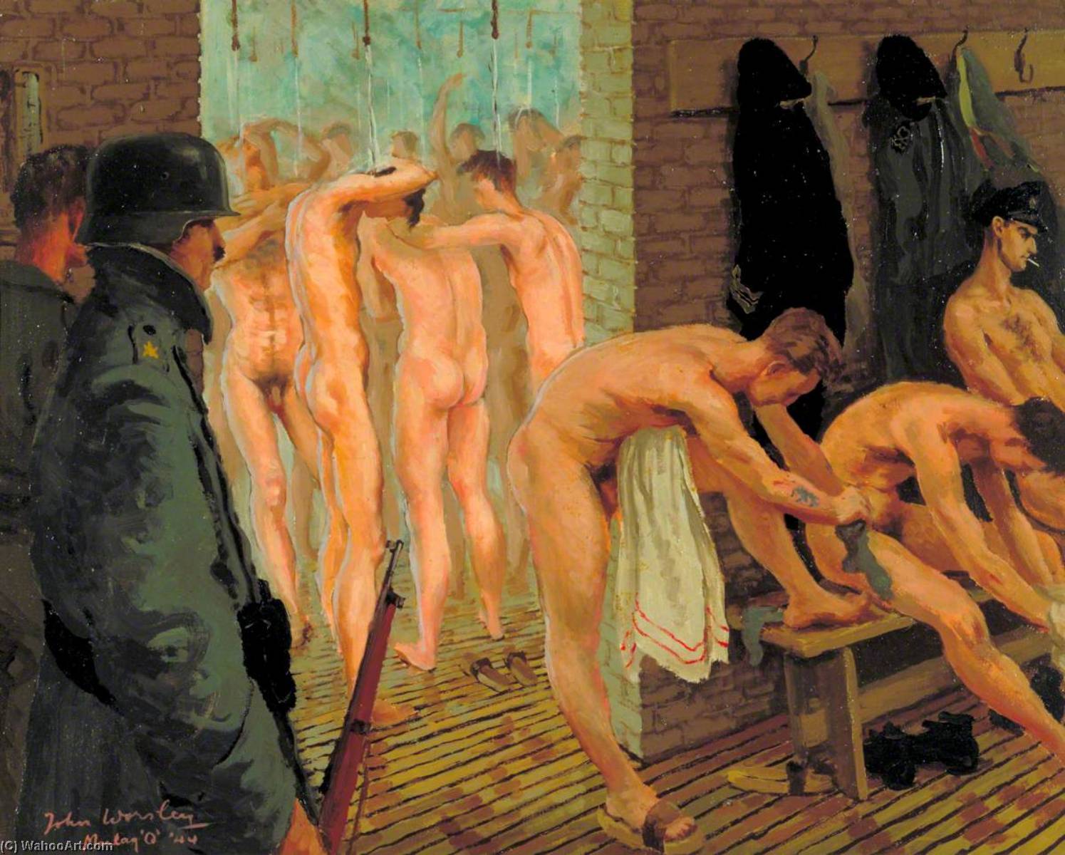 Wikioo.org - The Encyclopedia of Fine Arts - Painting, Artwork by John Worsley - Shower Room Marlag 'O'