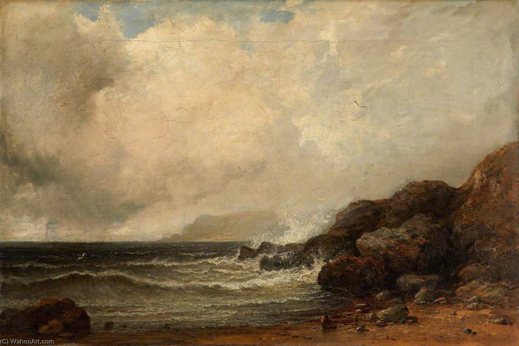 Wikioo.org - The Encyclopedia of Fine Arts - Painting, Artwork by Edmund Thornton Crawford - Coast Scene – A Storm