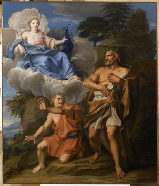 Wikioo.org - The Encyclopedia of Fine Arts - Painting, Artwork by Noel Nicolas Coypel - Junon apparaît à Hercule