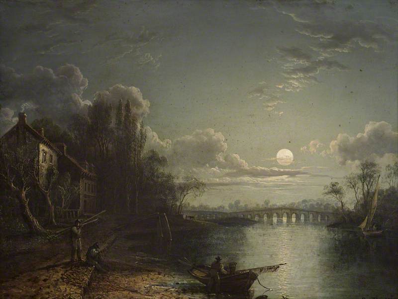Wikioo.org - The Encyclopedia of Fine Arts - Painting, Artwork by Sebastian Pether - Walton Bridge by Moonlight