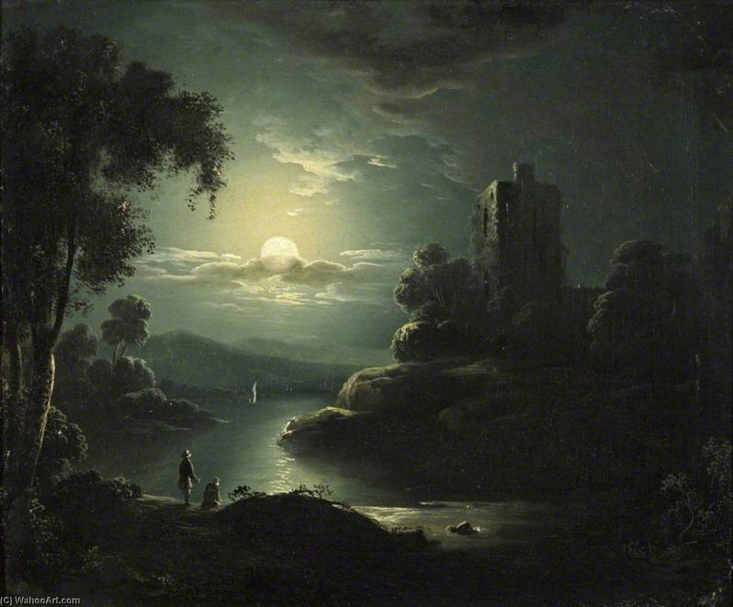 Wikioo.org - The Encyclopedia of Fine Arts - Painting, Artwork by Sebastian Pether - Moonlit River Landscape
