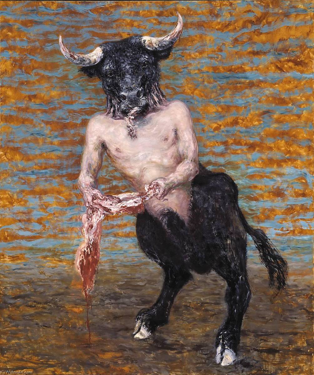 Wikioo.org - The Encyclopedia of Fine Arts - Painting, Artwork by Maggi Hambling - Minotaur Surprised while Eating