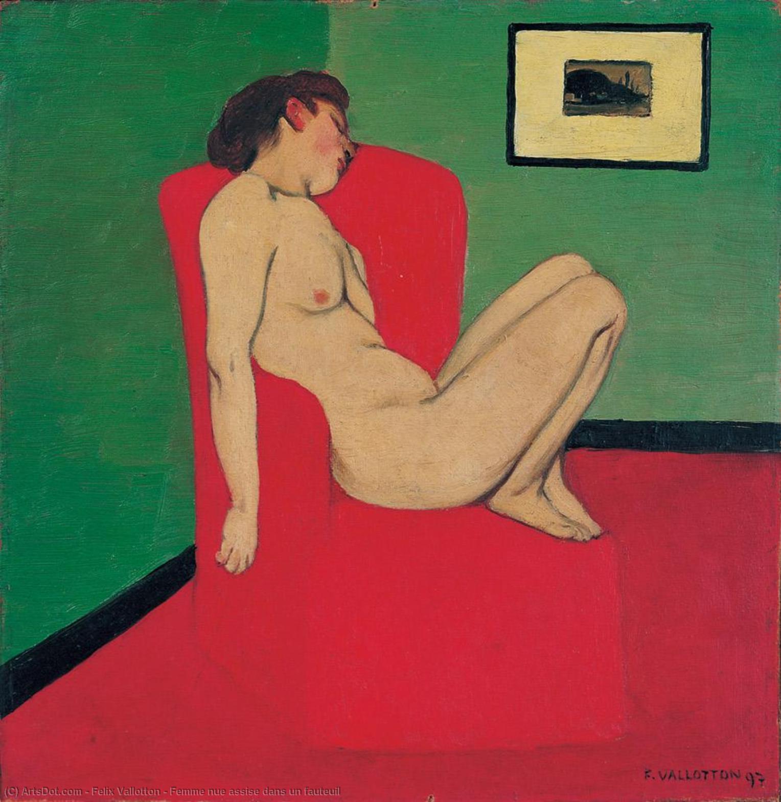 Wikioo.org - The Encyclopedia of Fine Arts - Painting, Artwork by Felix Vallotton - Femme nue assise dans un fauteuil