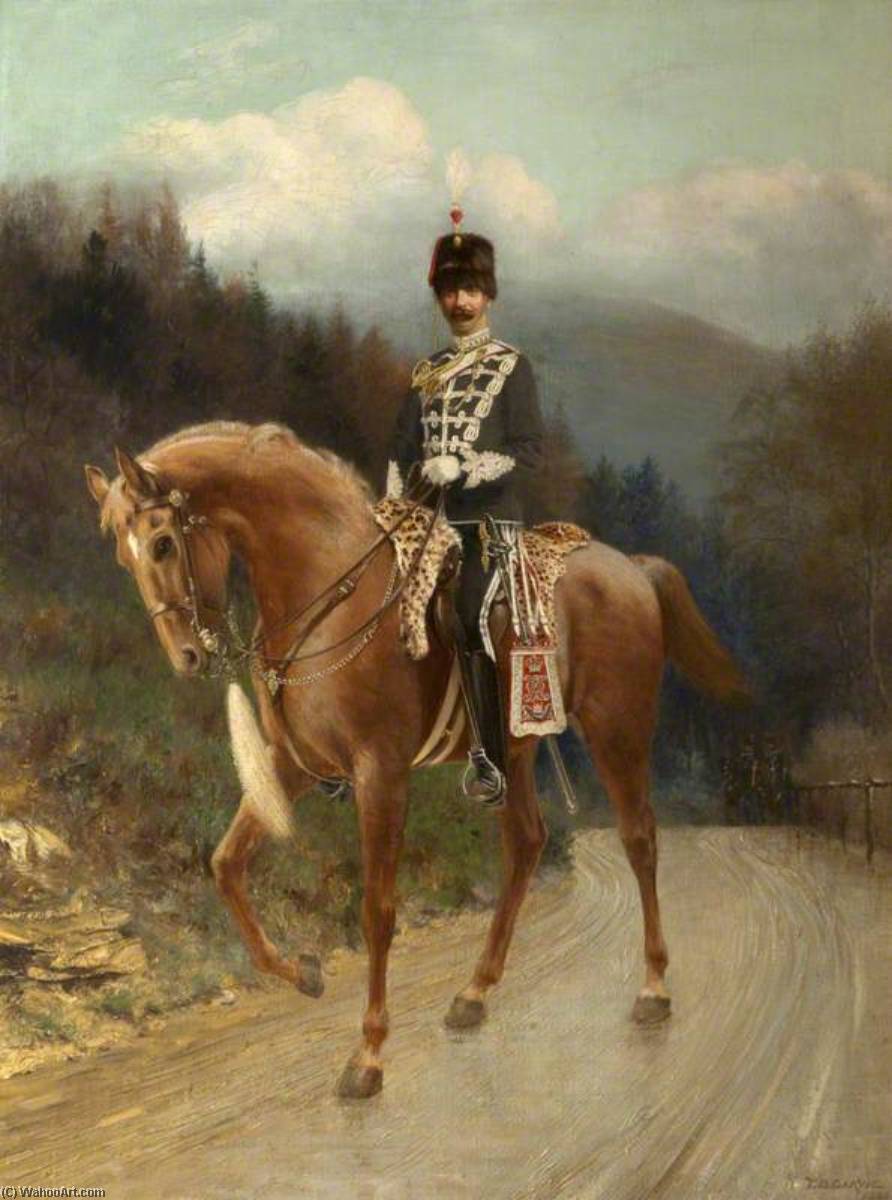 Wikioo.org - The Encyclopedia of Fine Arts - Painting, Artwork by Thomas Bowman Garvie - Captain William Henry Armstrong Fitzpatrick Watson Armstrong (1863–1941), Later 1st Baron Armstrong of Bamburgh and Cragside, in the Uniform of the Northumberland Hussars