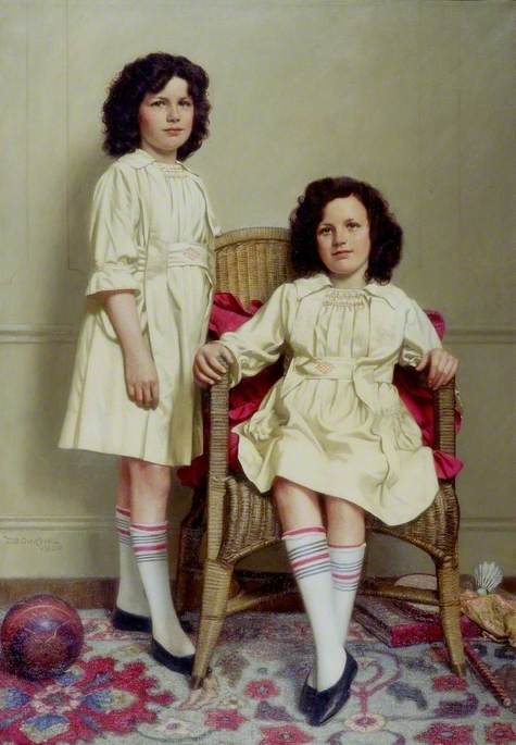 Wikioo.org - The Encyclopedia of Fine Arts - Painting, Artwork by Thomas Bowman Garvie - The Twins (Winifred and Leonora Reid, b.1911)