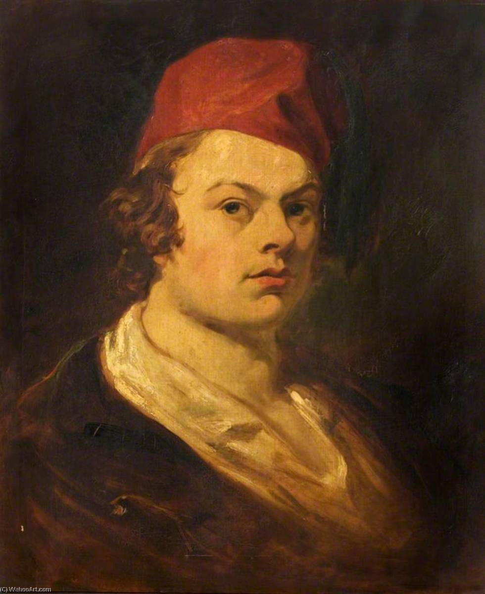 Wikioo.org - The Encyclopedia of Fine Arts - Painting, Artwork by William Thomas Roden - Portrait of an Unknown Man in a Red Cap (said to be H. Stanier)