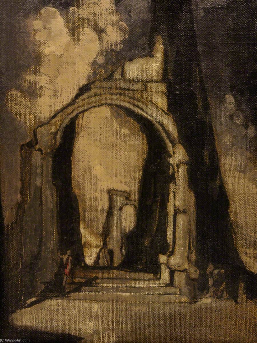 Wikioo.org - The Encyclopedia of Fine Arts - Painting, Artwork by James Ferrier Pryde - Ruined Arch with Figure
