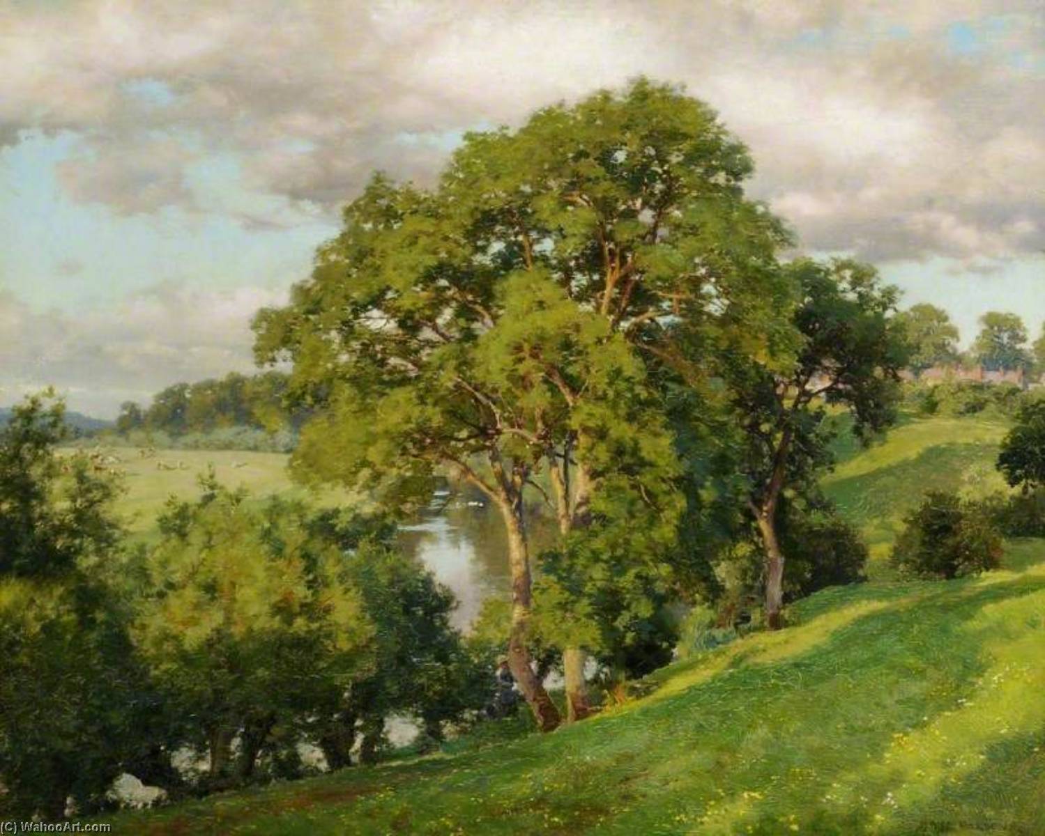 Wikioo.org - The Encyclopedia of Fine Arts - Painting, Artwork by Alfred William Parsons - Ash Trees at Cropthorne, Worcestershire