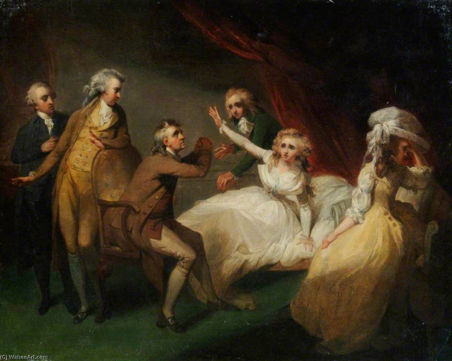Wikioo.org - The Encyclopedia of Fine Arts - Painting, Artwork by Henry Singleton - 'Camilla Recovering from Her Swoon' (an illustration of a scene from Fanny Burney's 'Camilla, or a Picture of Youth', published in 1796)