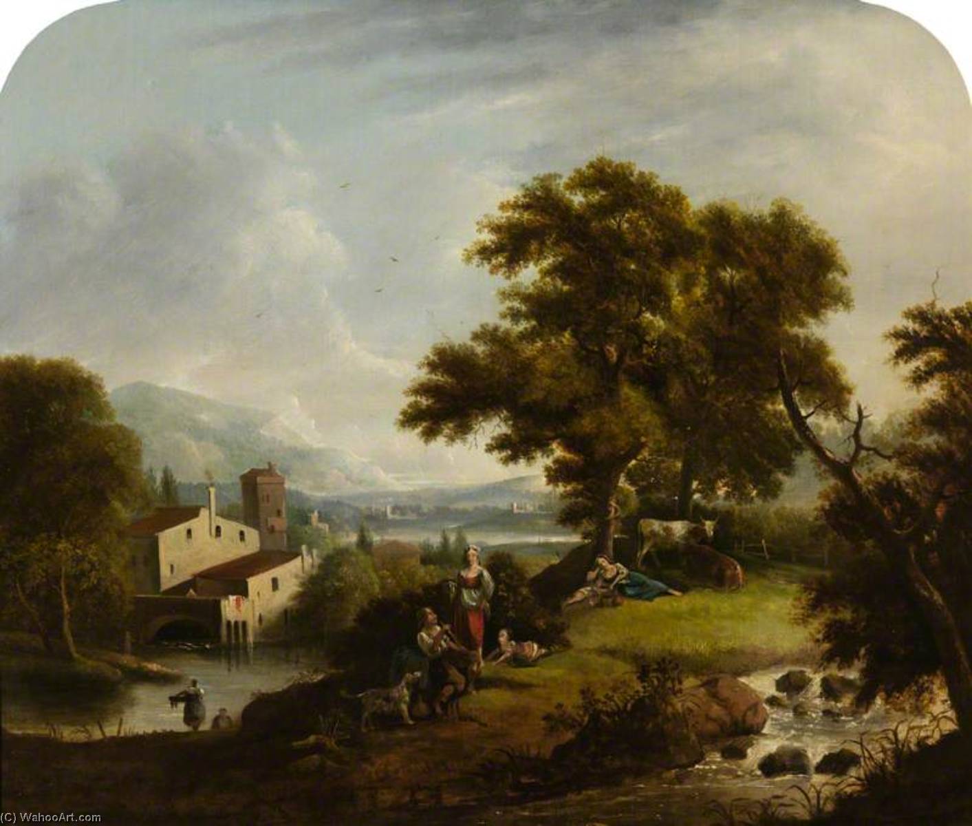 Wikioo.org - The Encyclopedia of Fine Arts - Painting, Artwork by Francesco Zuccarelli - Landscape with a Mill
