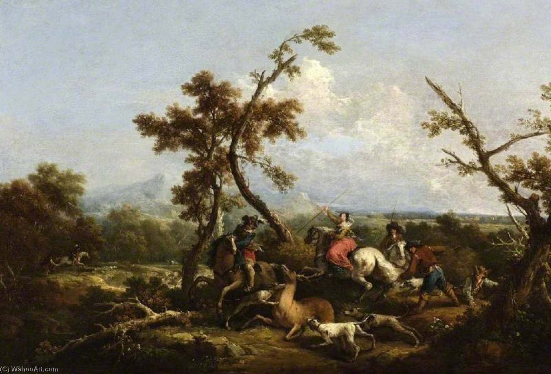 Wikioo.org - The Encyclopedia of Fine Arts - Painting, Artwork by Francesco Zuccarelli - Stag Hunt