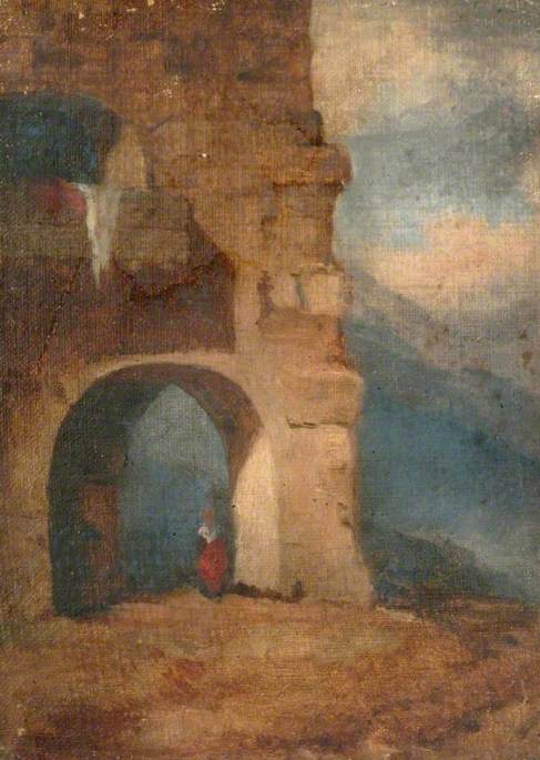Wikioo.org - The Encyclopedia of Fine Arts - Painting, Artwork by Louisa Starr Canziani - Italian Peasant in Stone Archway