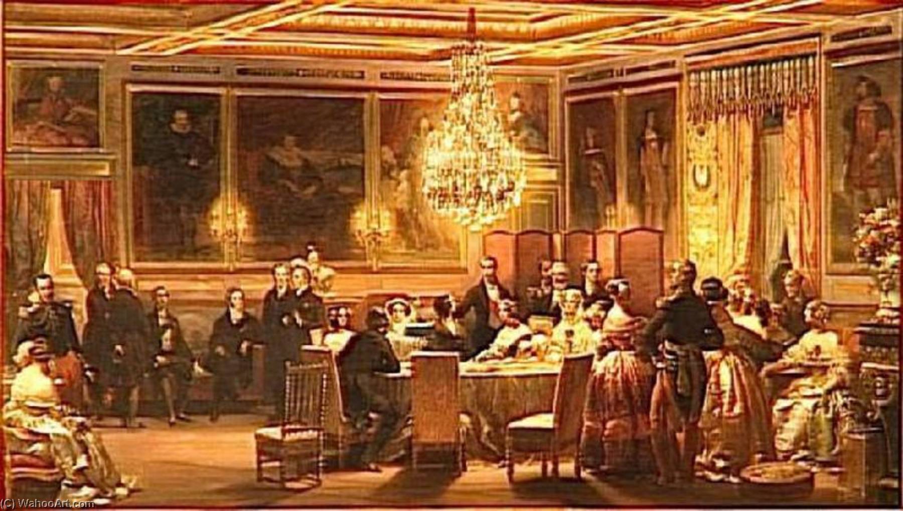 Wikioo.org - The Encyclopedia of Fine Arts - Painting, Artwork by Eugene Louis Lami - RECEPTION, EN L'HONNEUR DE LA REINE VICTORIA, DANS LE SALON DE FAMILLE AU CHATEAU D'EU.3 SEPTEMBRE 1843