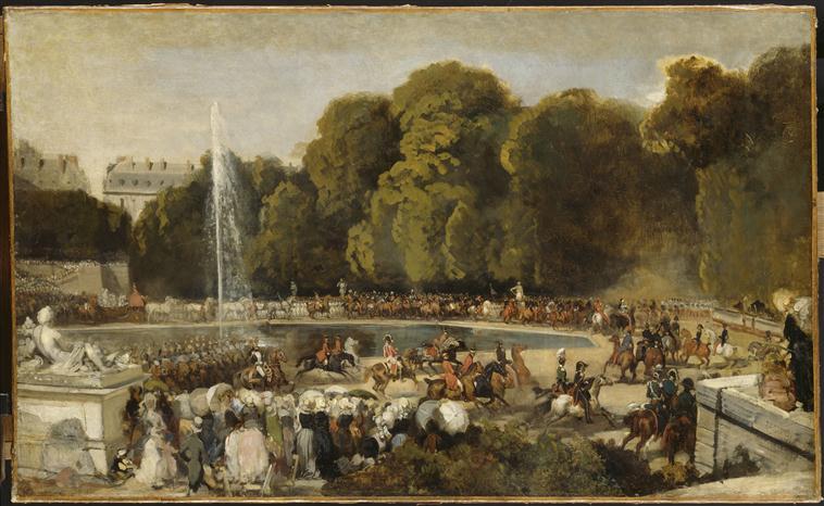 Wikioo.org - The Encyclopedia of Fine Arts - Painting, Artwork by Eugene Louis Lami - Entrée de la duchesse d'Orléans dans le jardin des Tuileries