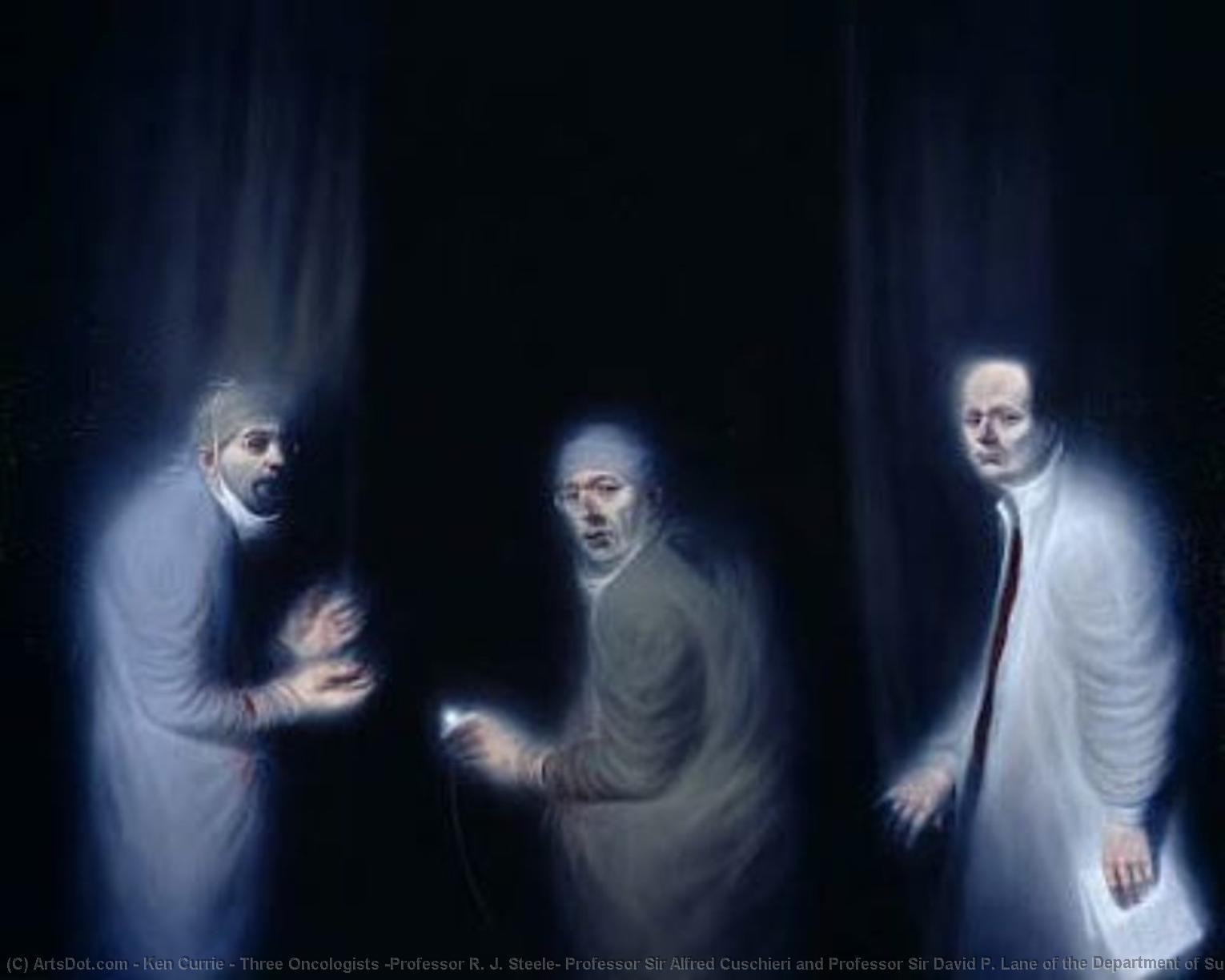 Wikioo.org - The Encyclopedia of Fine Arts - Painting, Artwork by Ken Currie - Three Oncologists (Professor R. J. Steele, Professor Sir Alfred Cuschieri and Professor Sir David P. Lane of the Department of Surgery and Molecular Oncology, Ninewells Hospital, Dundee)
