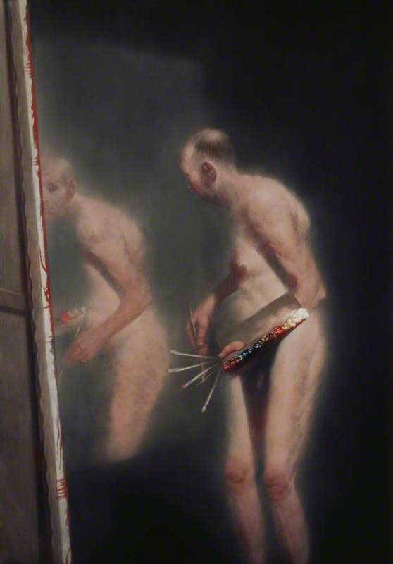 WikiOO.org - دایره المعارف هنرهای زیبا - نقاشی، آثار هنری Ken Currie - Unfamiliar Reflection Self Portrait by Ken Currie (b.1960)