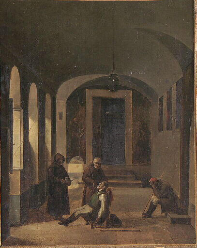 Wikioo.org - The Encyclopedia of Fine Arts - Painting, Artwork by François Marius Granet - L'Entrée du cloître des Capucins à Rome