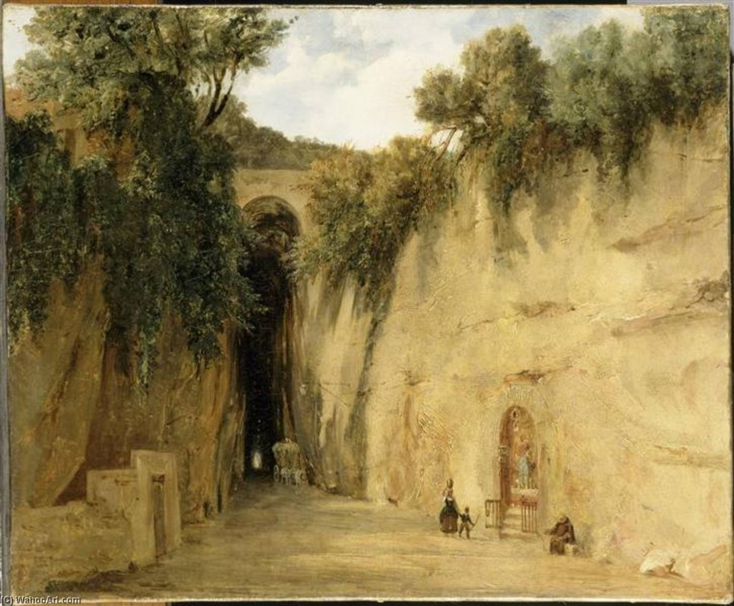 Wikioo.org - The Encyclopedia of Fine Arts - Painting, Artwork by François Marius Granet - Entrée de l'ancienne grotte du Pausilippe La route de Pouzzoles (ancien titre)