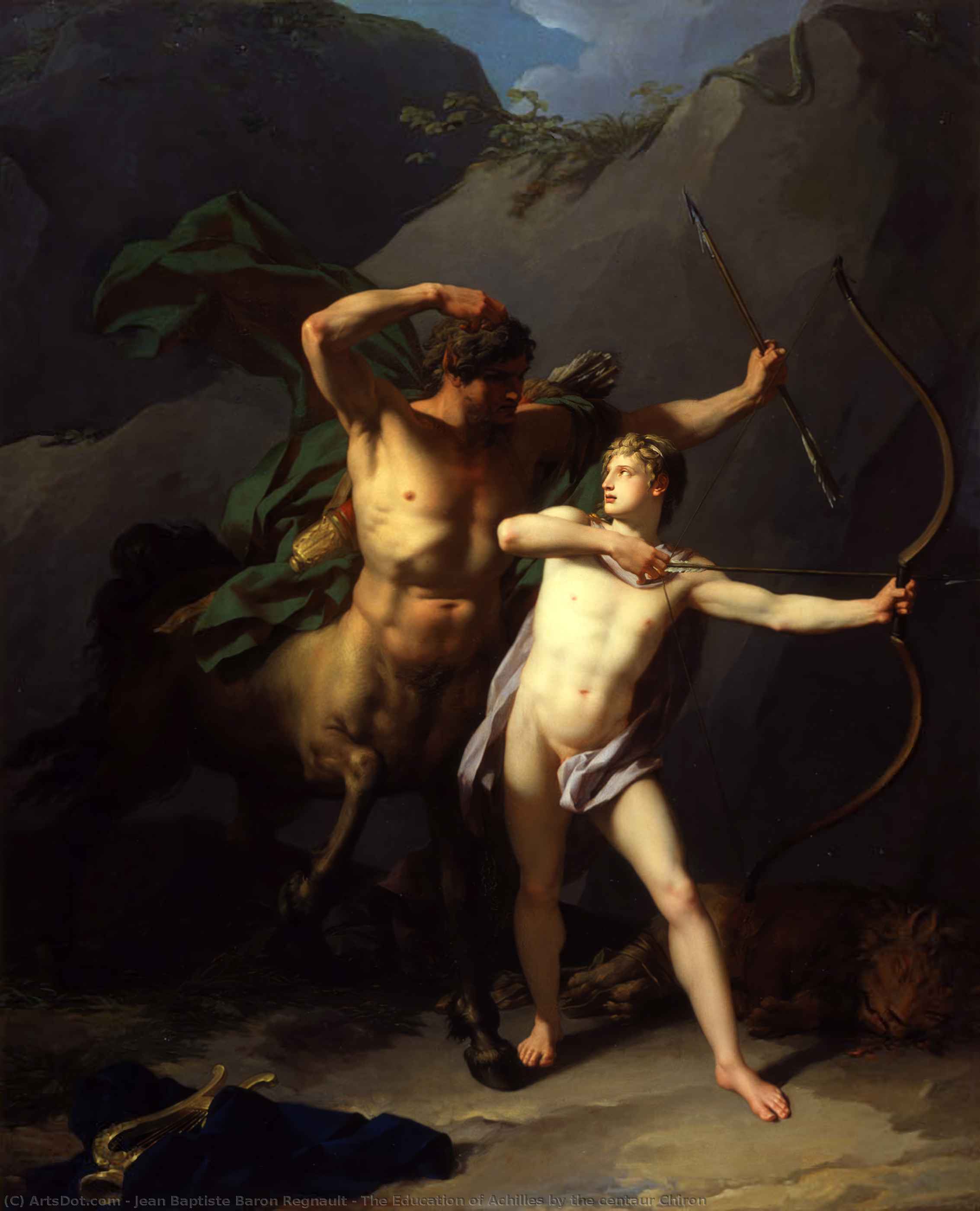 Wikioo.org – L'Encyclopédie des Beaux Arts - Peinture, Oeuvre de Jean Baptiste Baron Regnault - L'Éducation d'Achille par le centaure chiron