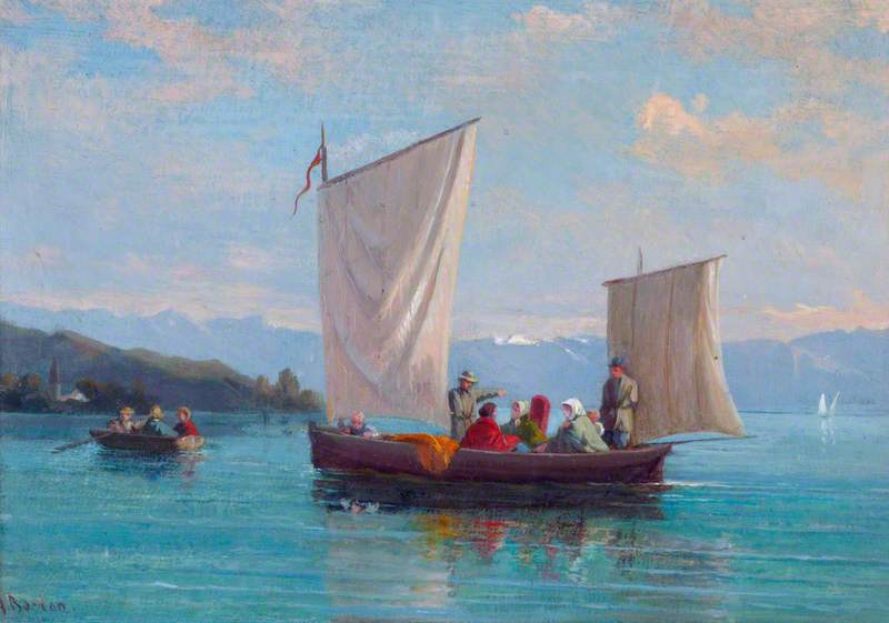 Wikioo.org - The Encyclopedia of Fine Arts - Painting, Artwork by Francois Bocion - A Sailing Boat and a Rowing Boat