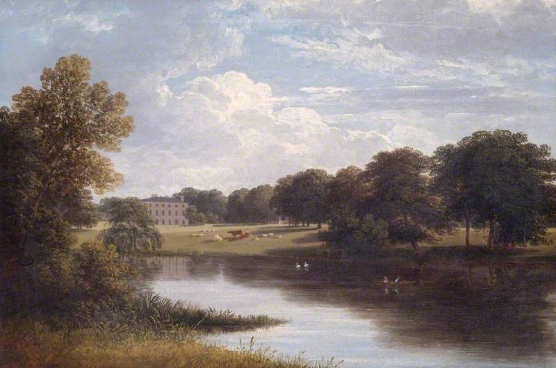 Wikioo.org - The Encyclopedia of Fine Arts - Painting, Artwork by Thomas Christopher Hofland - A View of Whiteknights across the Lake
