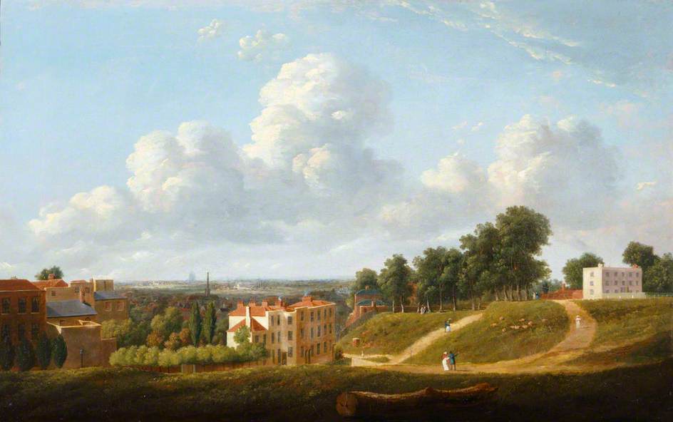 Wikioo.org - The Encyclopedia of Fine Arts - Painting, Artwork by Thomas Christopher Hofland - Crooms Hill overlooking Hyde Vale, Blackheath
