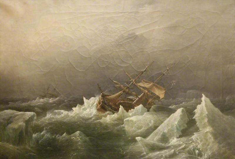 Wikioo.org - The Encyclopedia of Fine Arts - Painting, Artwork by Richard Brydges Beechey - Antarctic Expedition Gale in the Pack, 1842
