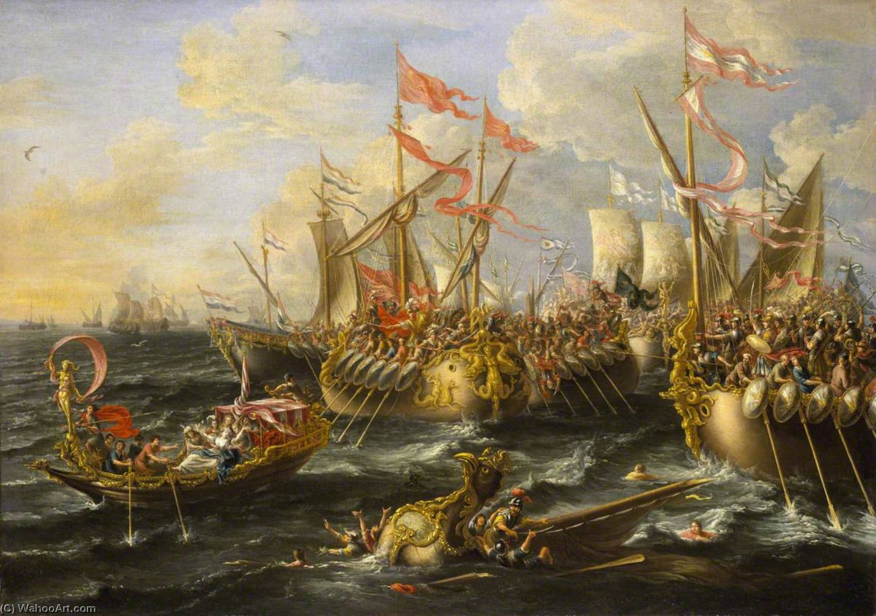 Wikioo.org - สารานุกรมวิจิตรศิลป์ - จิตรกรรม Lorenzo A Castro - The Battle of Actium, 2 September 31BC