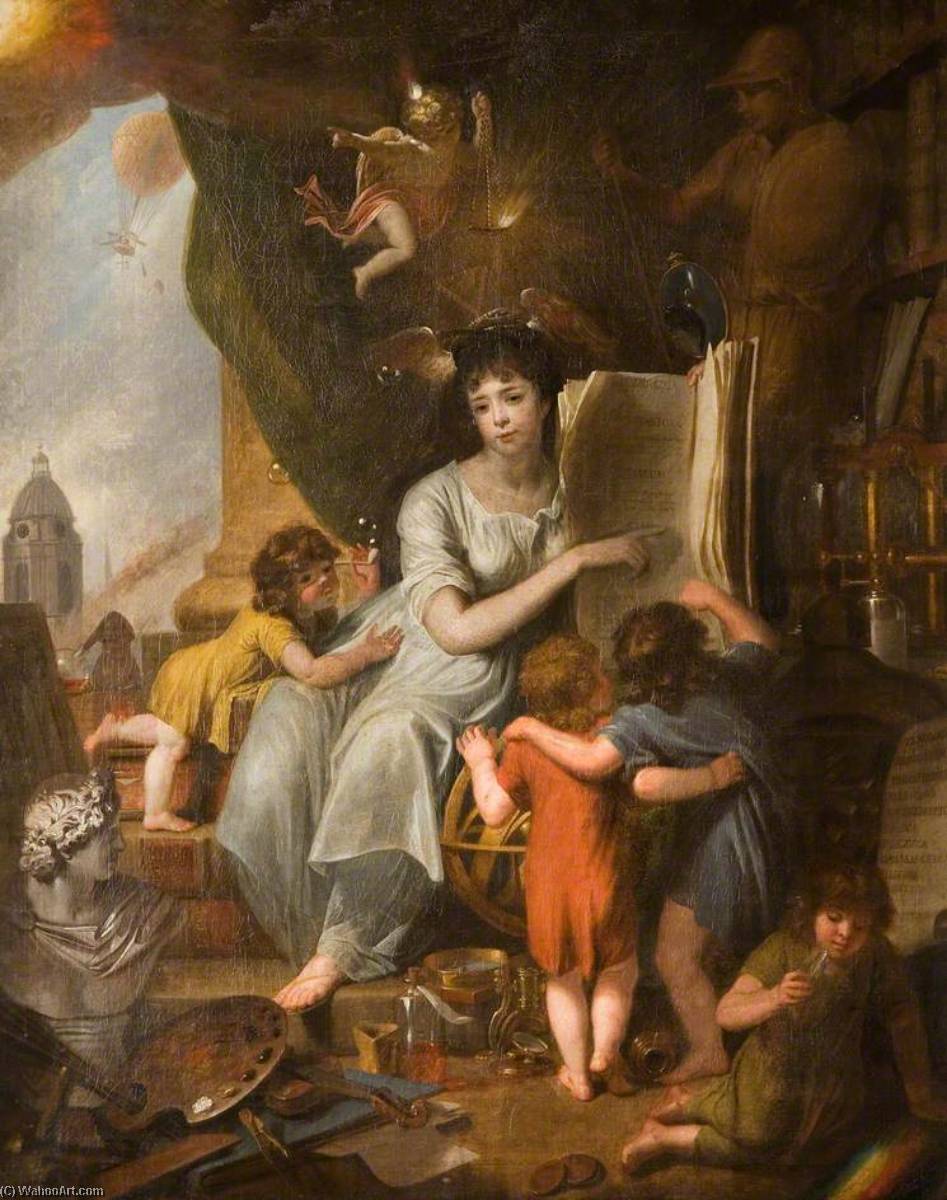 Wikioo.org - The Encyclopedia of Fine Arts - Painting, Artwork by James Millar - Allegory of Wisdom and Science (frontispiece for 'Encyclopaedia Brittannica')
