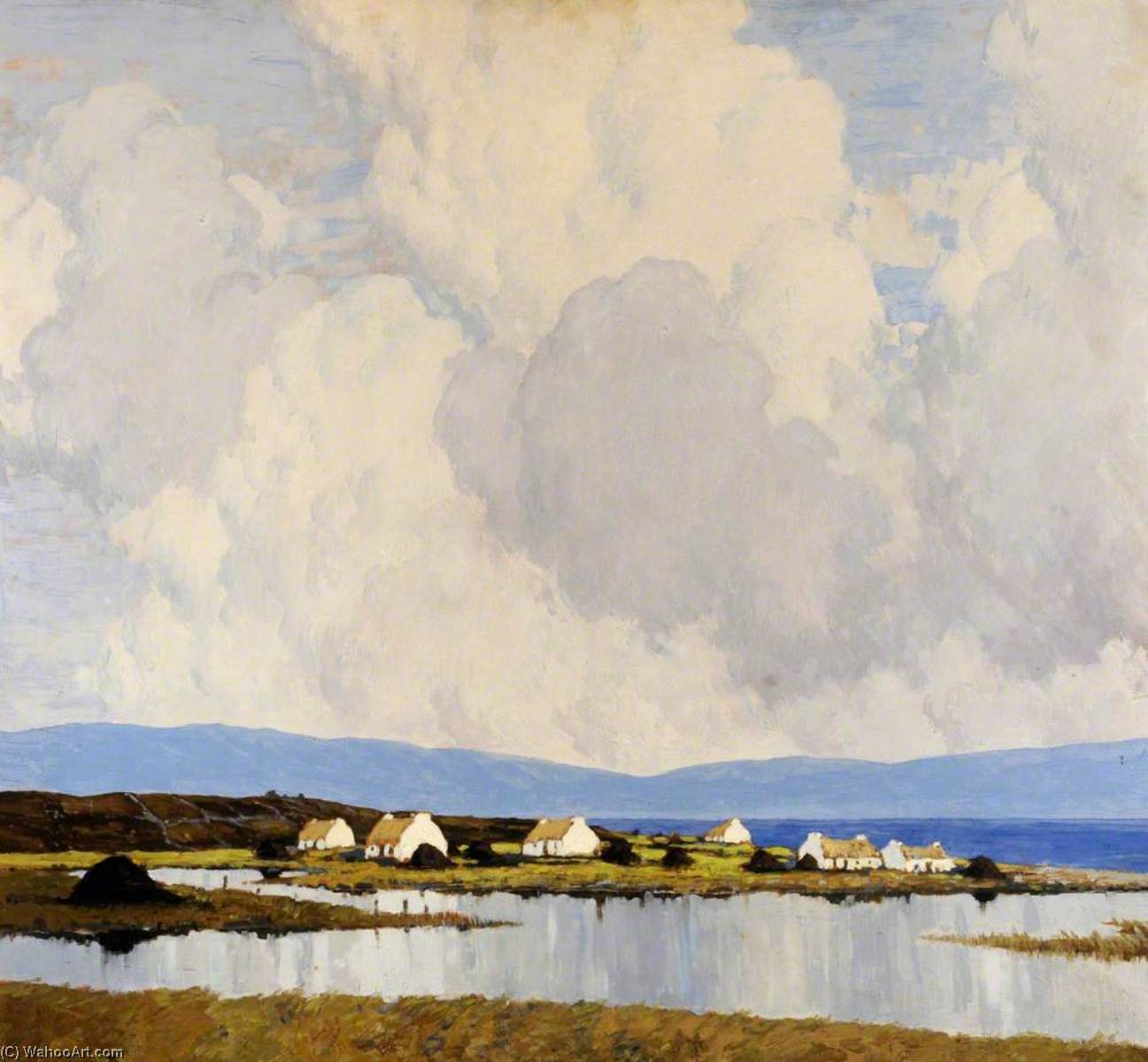 Wikioo.org - The Encyclopedia of Fine Arts - Painting, Artwork by Paul Henry - The Village by the Lake