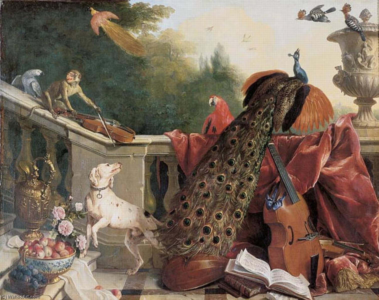 Wikioo.org - The Encyclopedia of Fine Arts - Painting, Artwork by Alexandre François Desportes - Animaux, fleurs et fruits Fleurs, fruits et animaux (ancien titre)