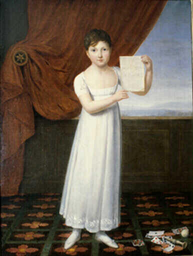 Wikioo.org - The Encyclopedia of Fine Arts - Painting, Artwork by Henri François Riesener - Portrait en pied d'une petite fille