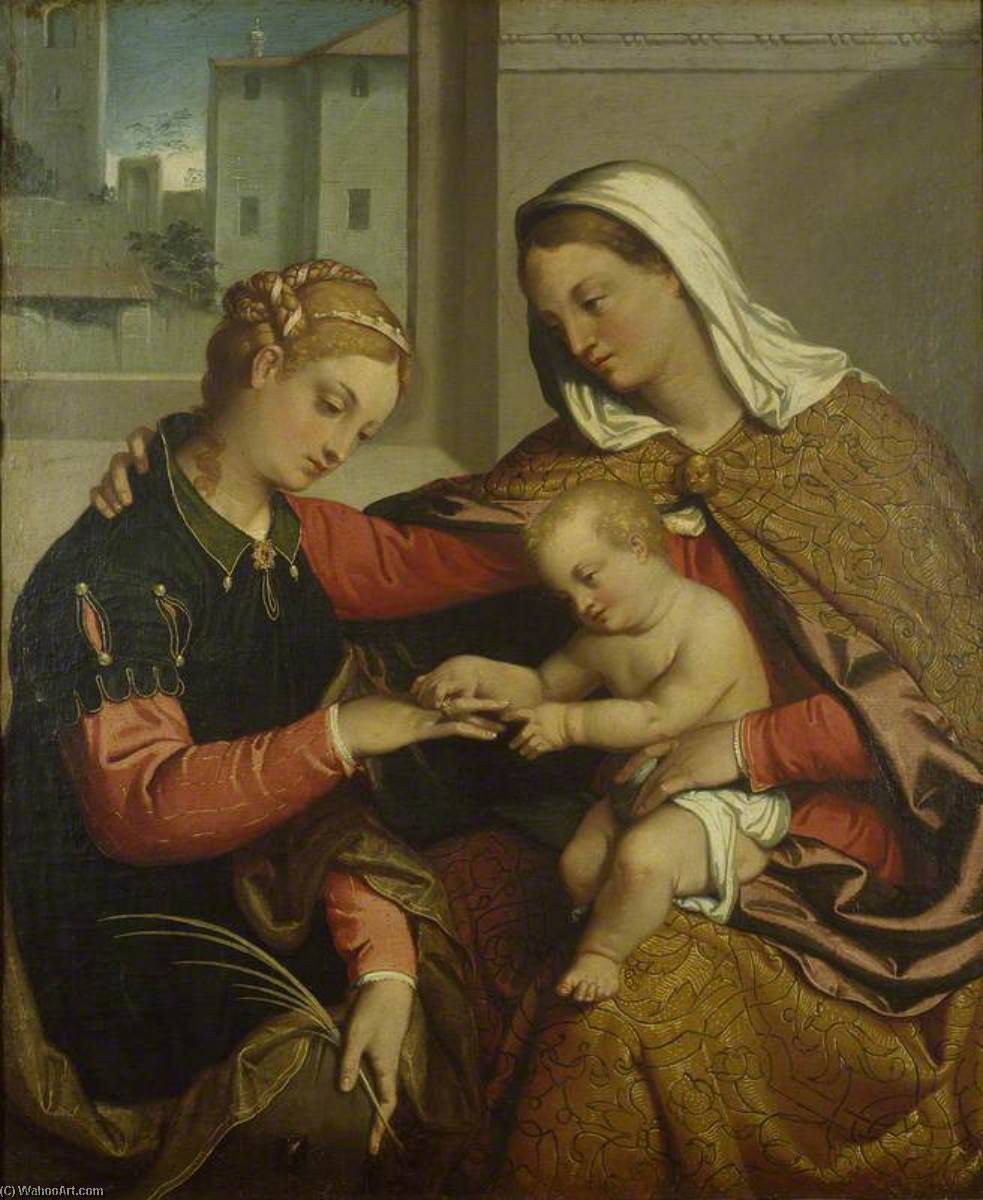WikiOO.org - Encyclopedia of Fine Arts - Maľba, Artwork Giovanni Battista Moroni - The Mystic Marriage of St Catherine