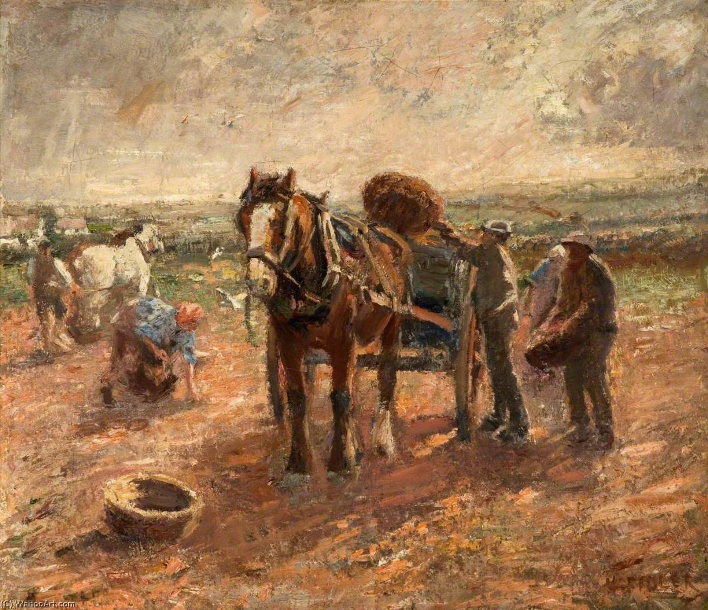Wikioo.org - The Encyclopedia of Fine Arts - Painting, Artwork by Harry Fidler - Clearing the Potato Field