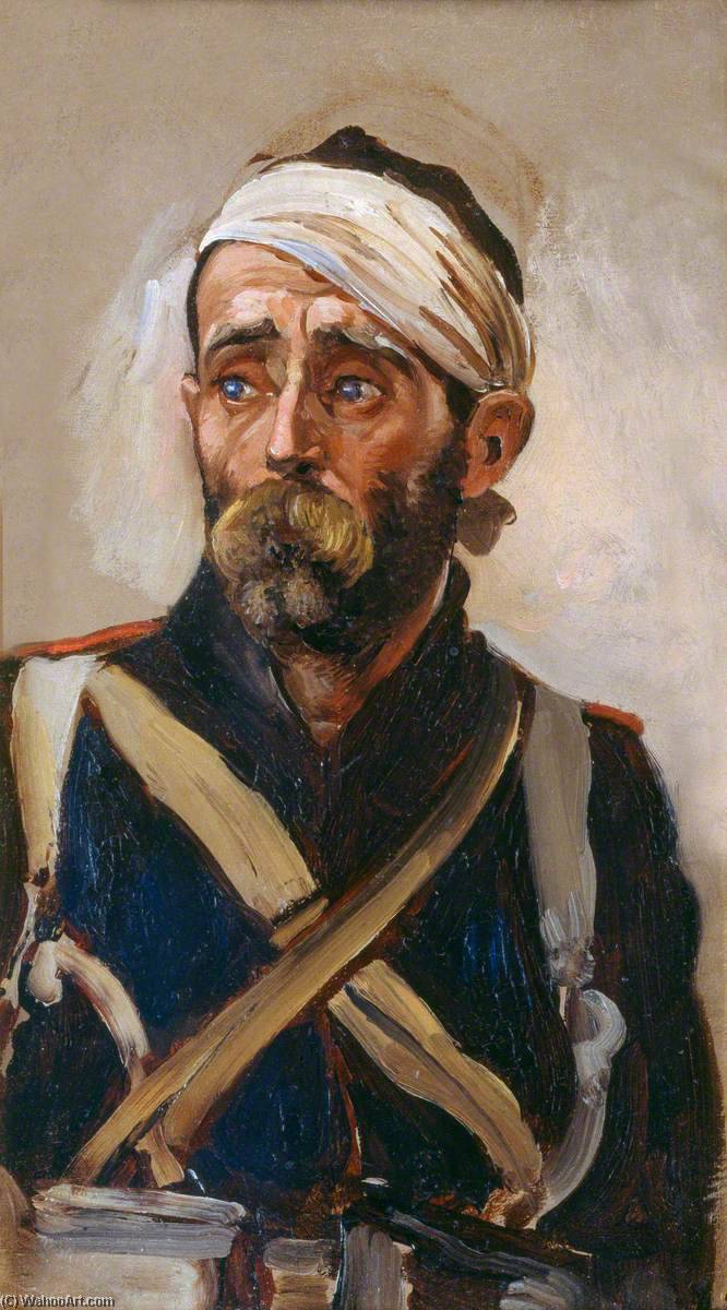 Wikioo.org - The Encyclopedia of Fine Arts - Painting, Artwork by Elizabeth Southerden Thompson Butler - Study of a Wounded Guardsman, Crimea, c.1854 (verso)