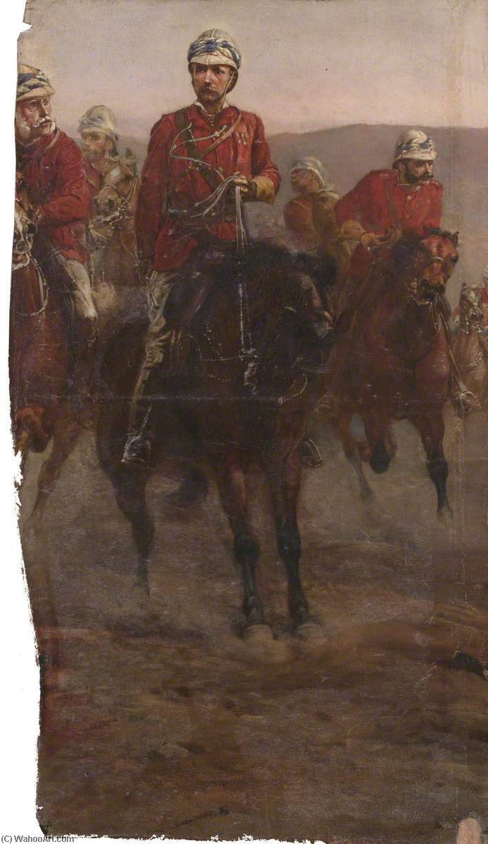 Wikioo.org - The Encyclopedia of Fine Arts - Painting, Artwork by Elizabeth Southerden Thompson Butler - After the Battle Arrival of Lord Wolseley and Staff at the Bridge of Tel el Kebir at the Close of the Action, 13 September 1882